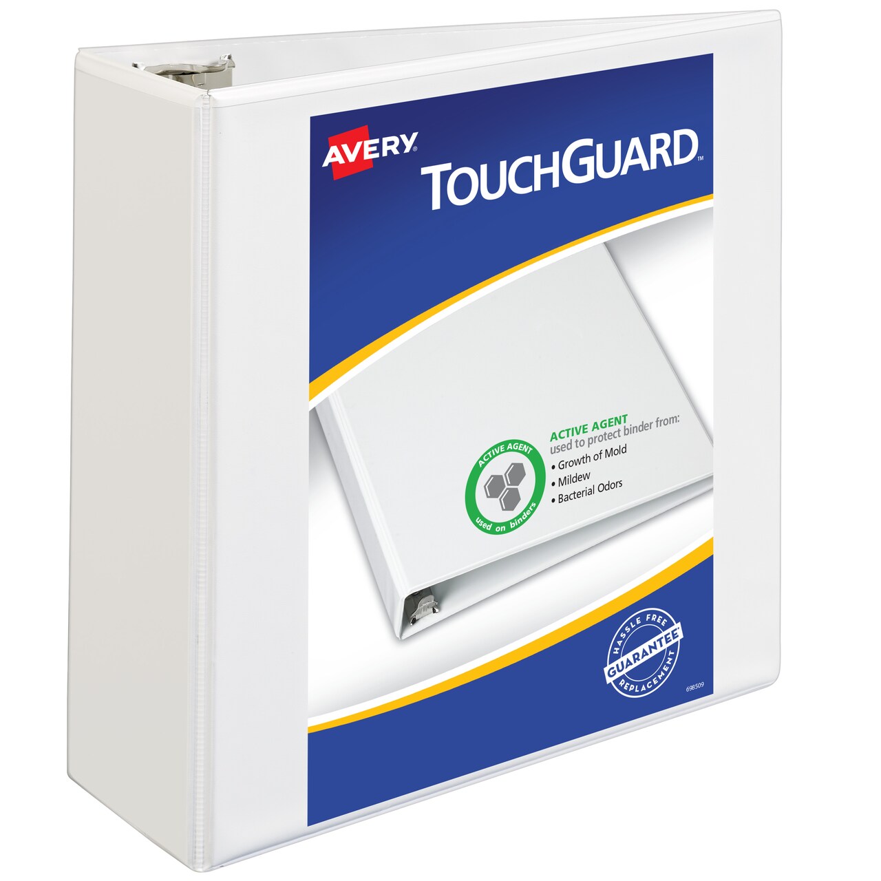 Avery TouchGuard Protection View 3 Ring Binder, Clear View Cover, 4" Slant Rings, 1 White Binder (17145)
